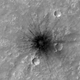 Black-and-white photo of the new crater.